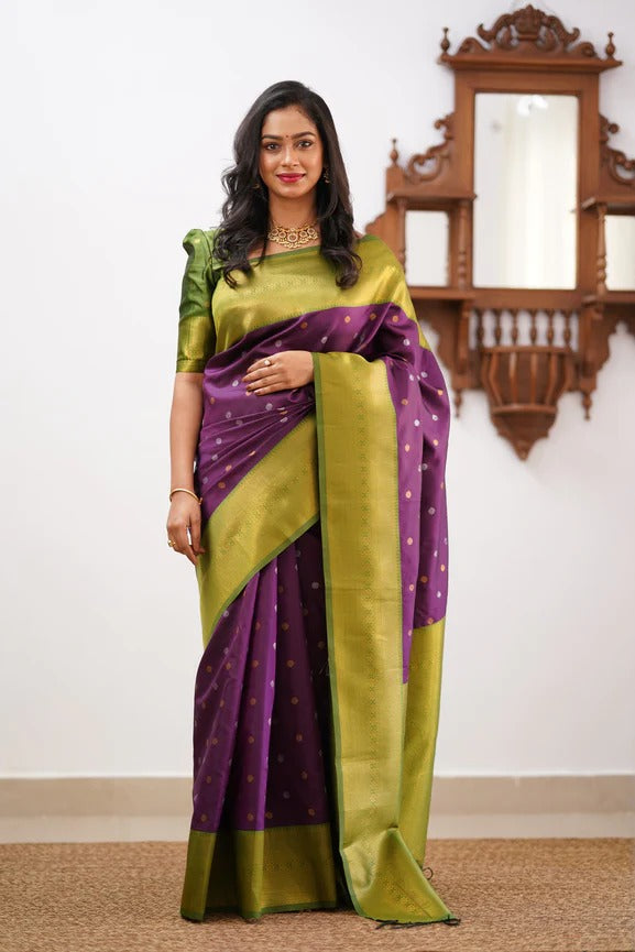 GoldEdge: Banarasi Silk Saree with Copper Zari And Statement Jacquard Border
