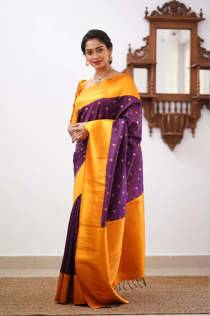 GoldEdge: Banarasi Silk Saree with Copper Zari And Statement Jacquard Border