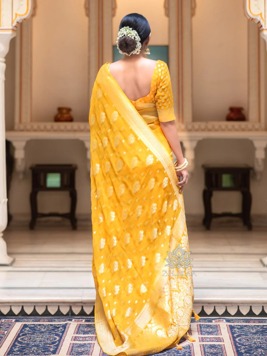 Regal Banarasi Silk Saree with Intricate Brocade & Golden Zari Accents-Minimum Qty -10 Pic