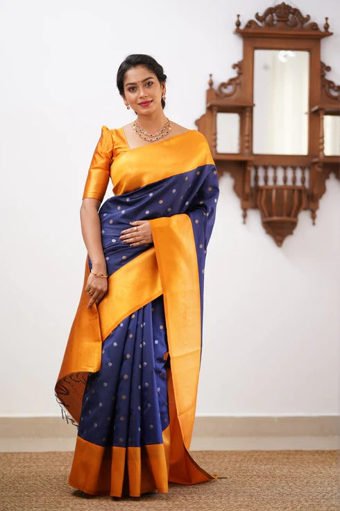 GoldEdge: Banarasi Silk Saree with Copper Zari And Statement Jacquard Border
