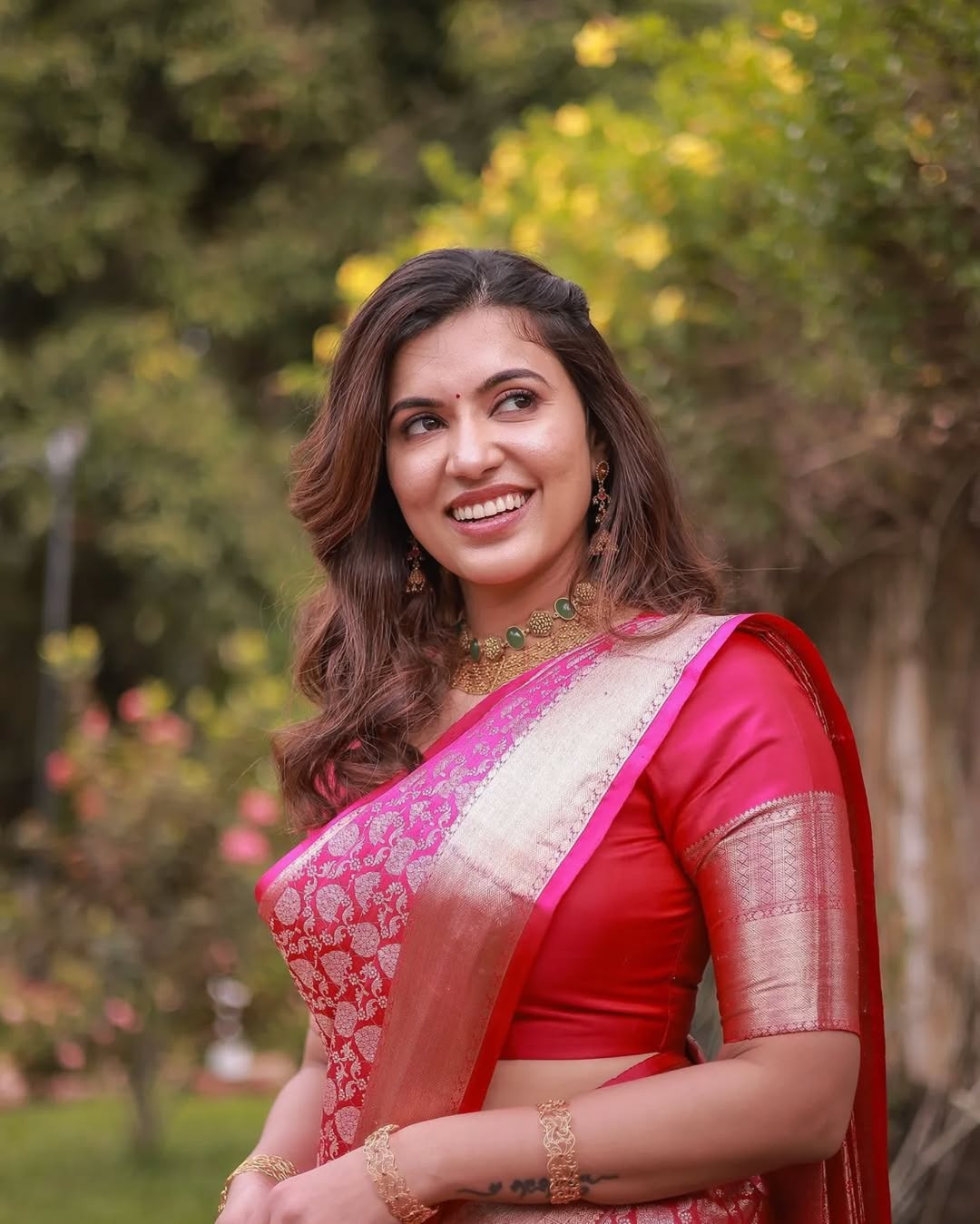 Runglory Elegant Pink Kanjivaram Silk Saree
