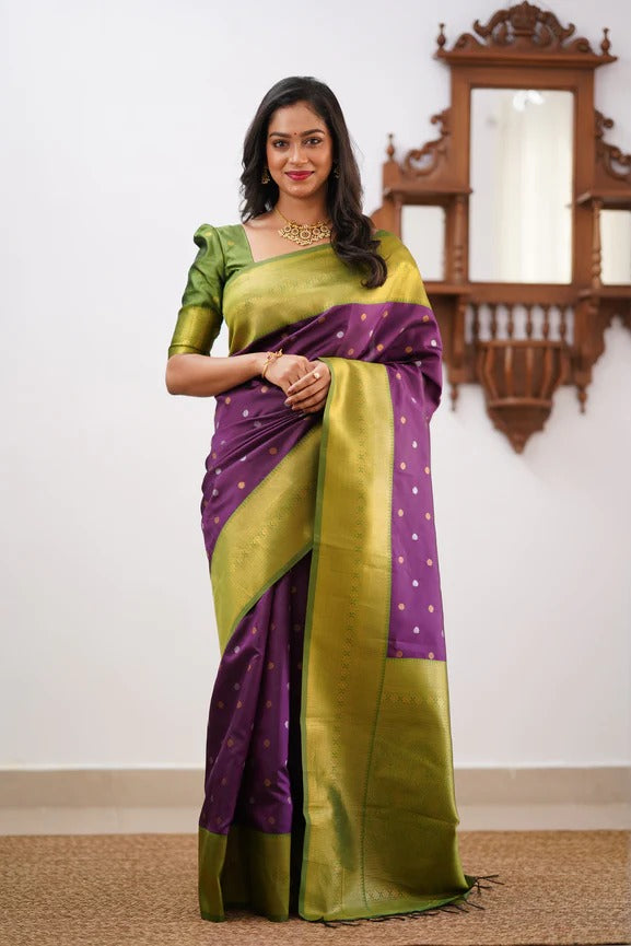 GoldEdge: Banarasi Silk Saree with Copper Zari And Statement Jacquard Border