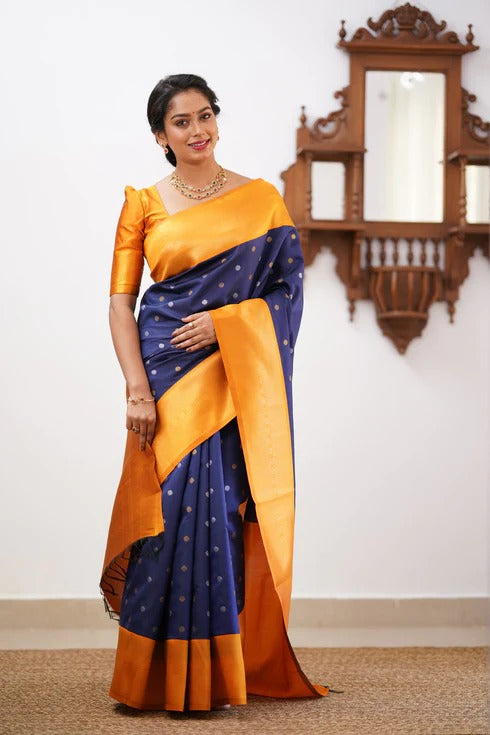 GoldEdge: Banarasi Silk Saree with Copper Zari And Statement Jacquard Border