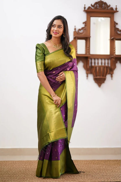 GoldEdge: Banarasi Silk Saree with Copper Zari And Statement Jacquard Border