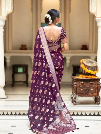 Regal Banarasi Silk Saree with Intricate Brocade & Golden Zari Accents-Minimum Qty -10 Pic