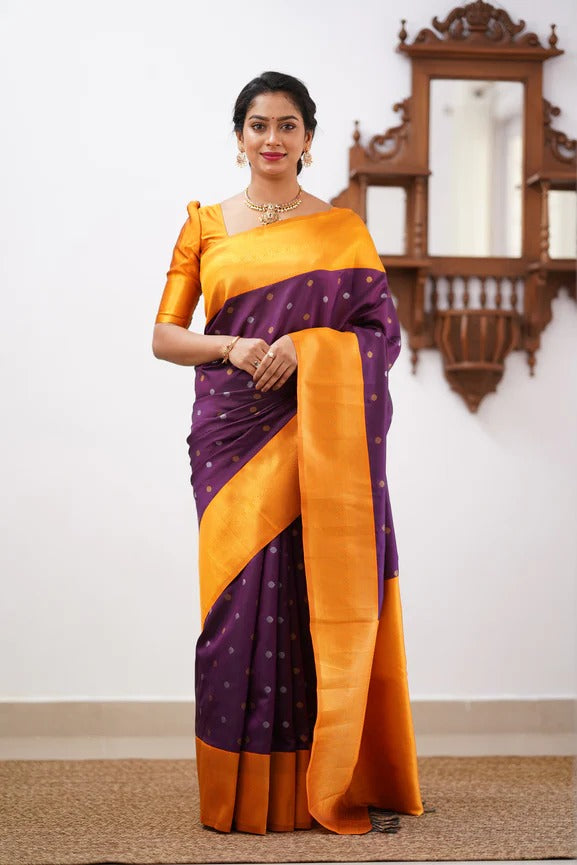 GoldEdge: Banarasi Silk Saree with Copper Zari And Statement Jacquard Border
