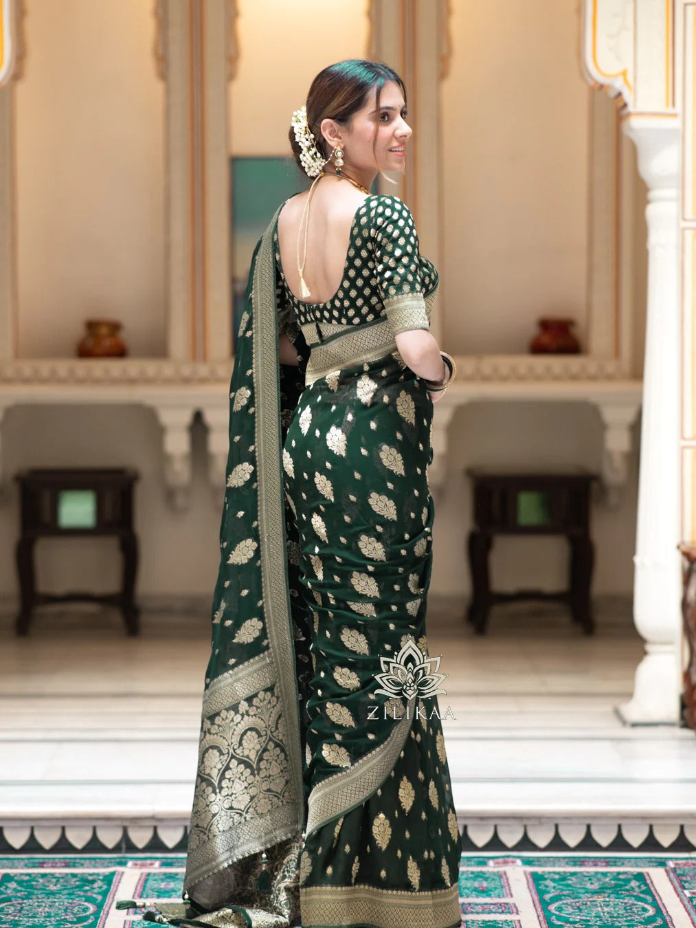 Regal Banarasi Silk Saree with Intricate Brocade & Golden Zari Accents-Minimum Qty -10 Pic