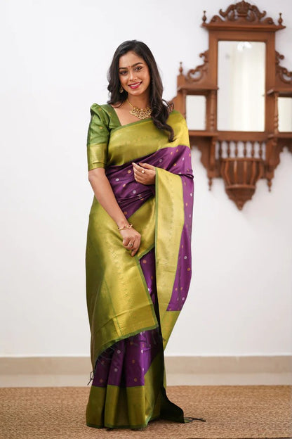 GoldEdge: Banarasi Silk Saree with Copper Zari And Statement Jacquard Border