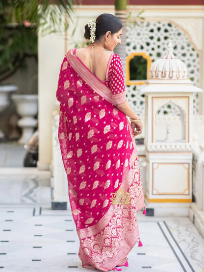 Regal Banarasi Silk Saree with Intricate Brocade & Golden Zari Accents-Minimum Qty -10 Pic