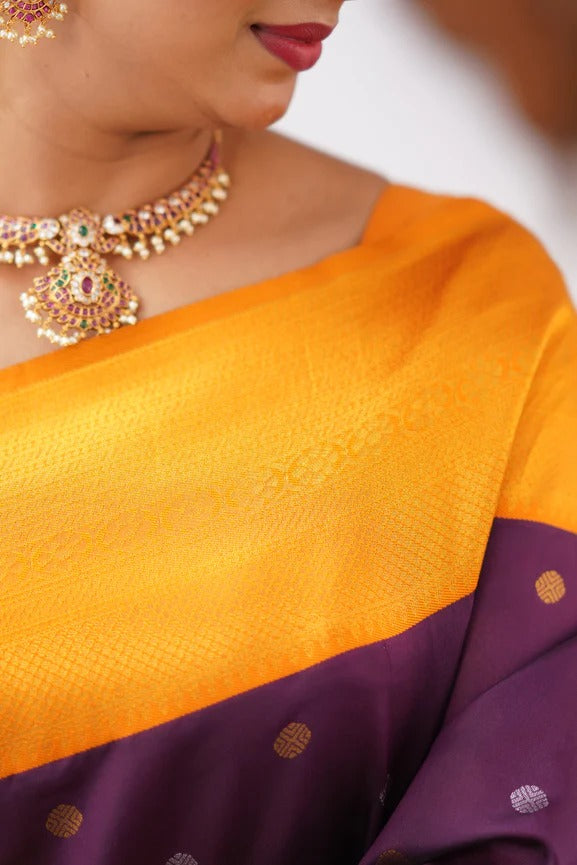 GoldEdge: Banarasi Silk Saree with Copper Zari And Statement Jacquard Border