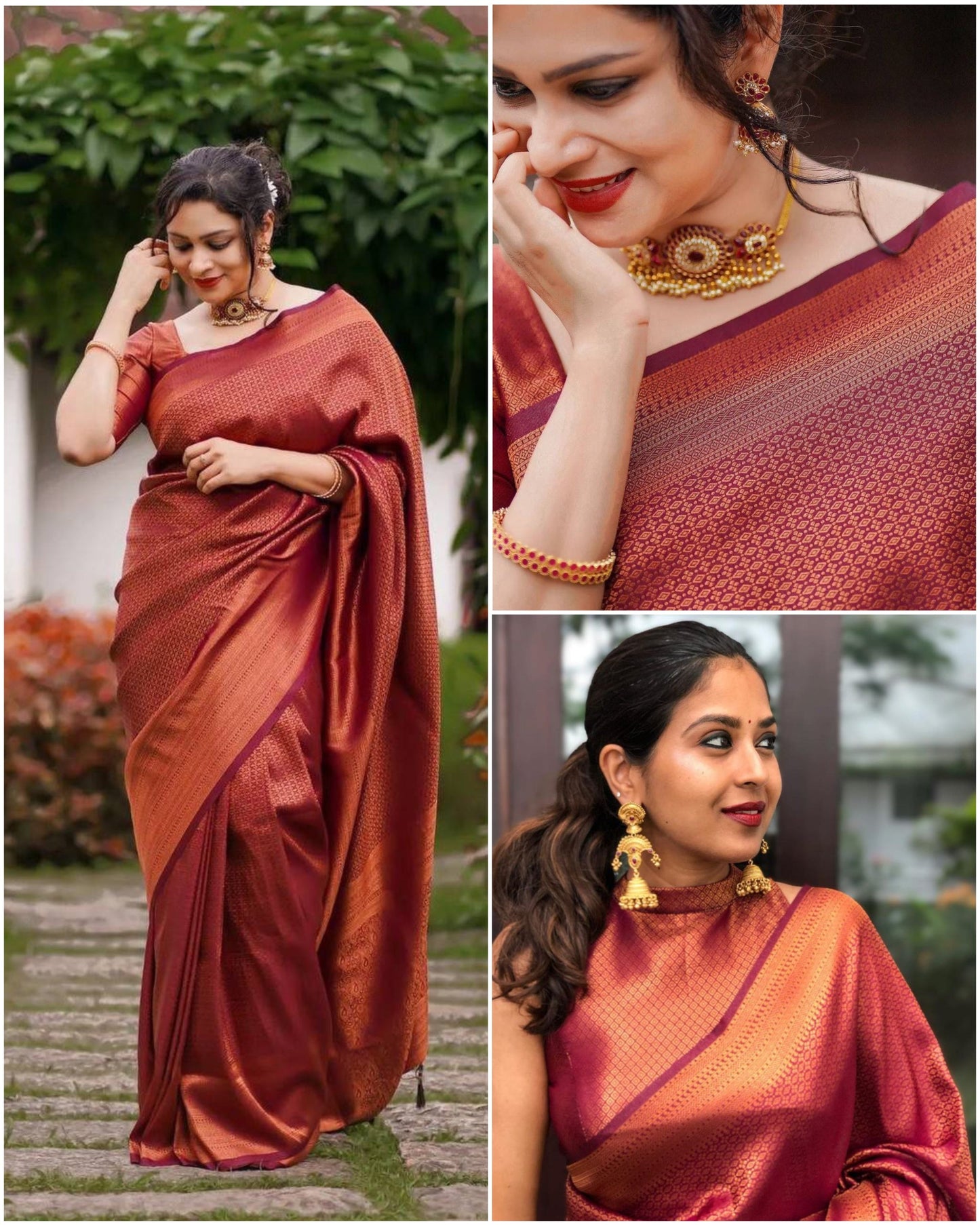 Runglory Timeless Maroon Banarasi Silk Saree-Minimum Qty -10 Pic