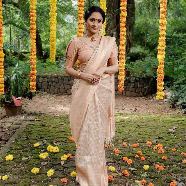 Runglory Subtle Shine Kanjivaram Litchi Silk Saree