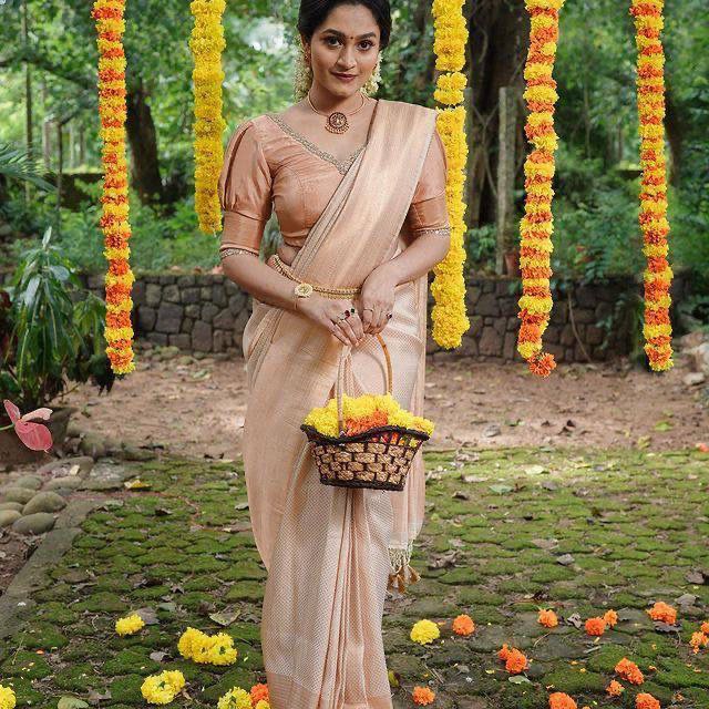 Runglory Subtle Shine Kanjivaram Litchi Silk Saree