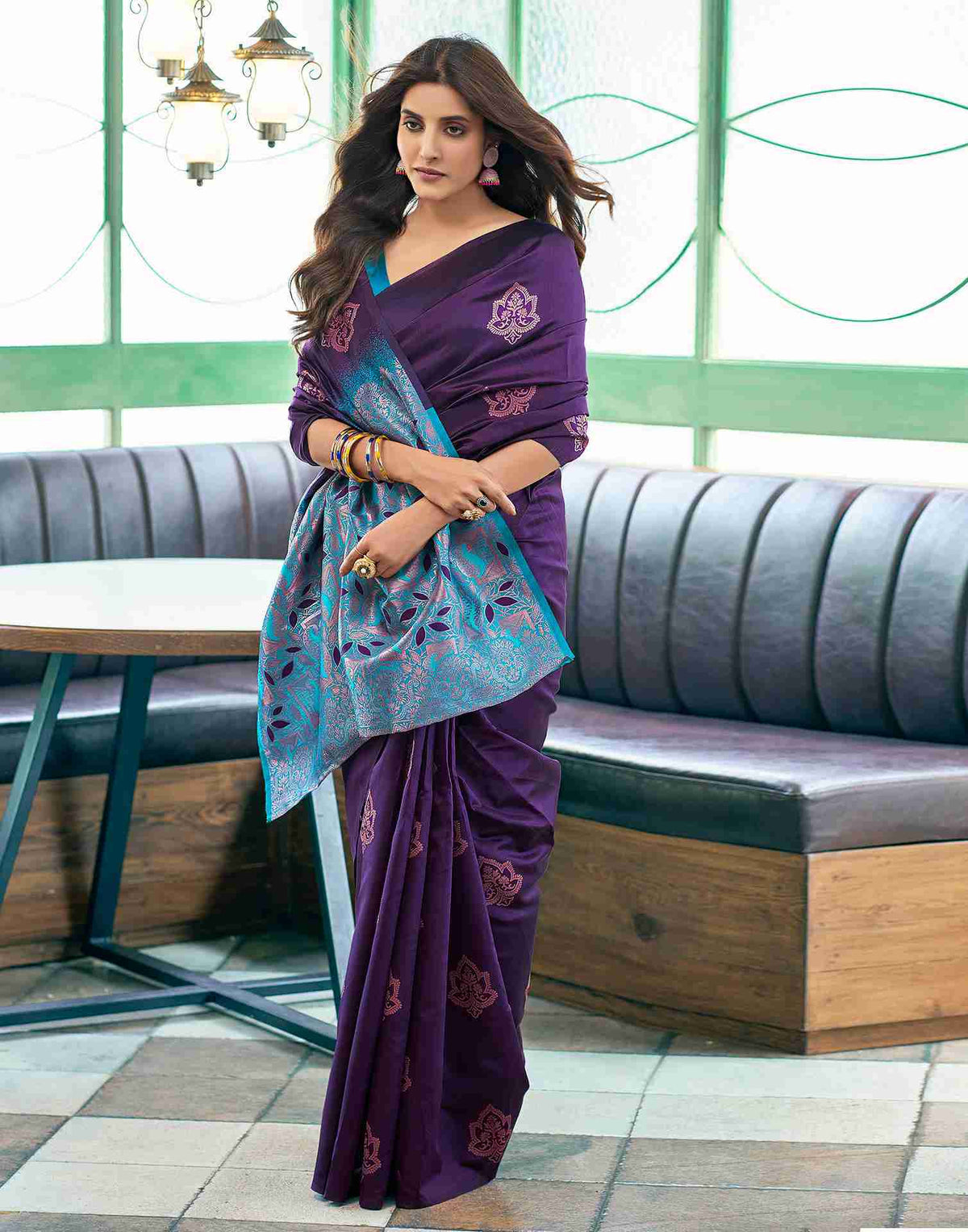 Runglory Royal Rhapsody Purple and Blue Silk Saree-Minimum Qty -10 Pic