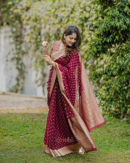 Runglory Elegant Maroon Silk Saree-Minimum Qty -10 Pic