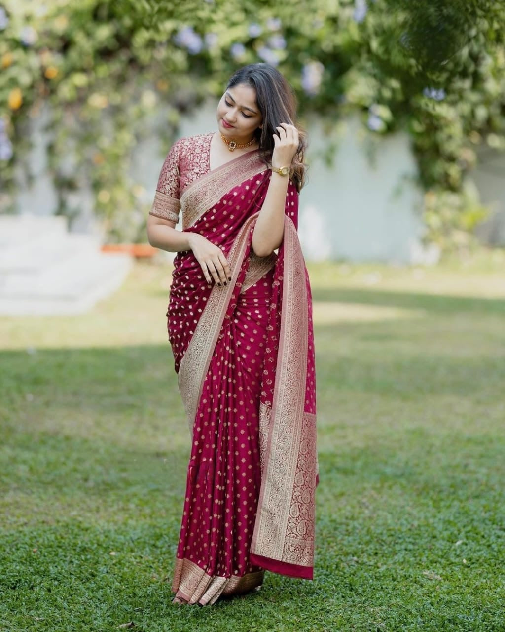 Runglory Elegant Maroon Silk Saree-Minimum Qty -10 Pic