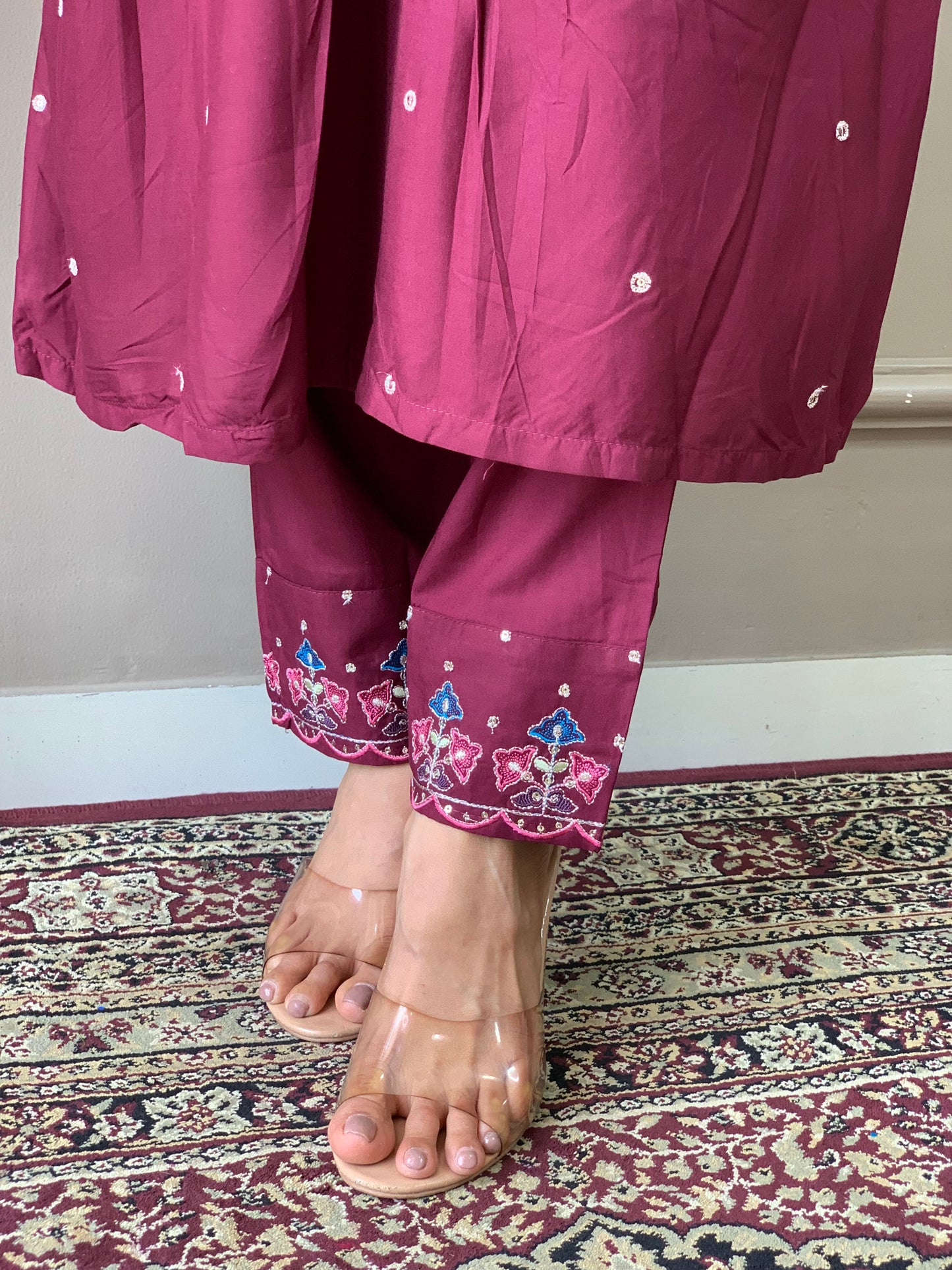 Women Viscose Chanderi Kurta With Pant And Heavy Embroidery Dupata Set