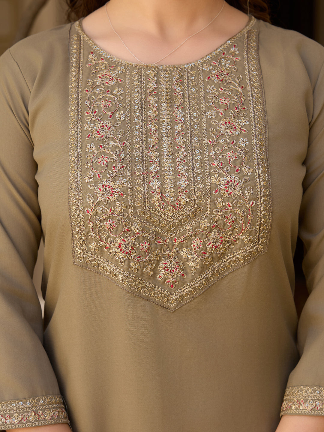 Women Rayon Kurta With Pant And Chinnon Dupata Set-Minimum Qty -10 Pic