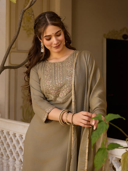 Women Rayon Kurta With Pant And Chinnon Dupata Set-Minimum Qty -10 Pic