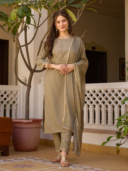 Women Rayon Kurta With Pant And Chinnon Dupata Set-Minimum Qty -10 Pic