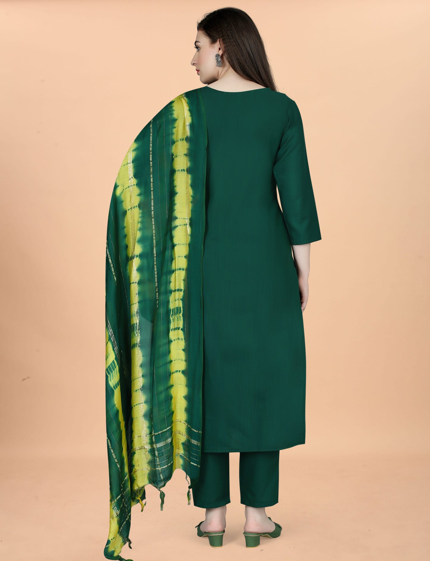 Women's Embroidered Cottan Blend Kurti With Pant & Chanderi Dupatta Set-Minimum Qty -10 Pic