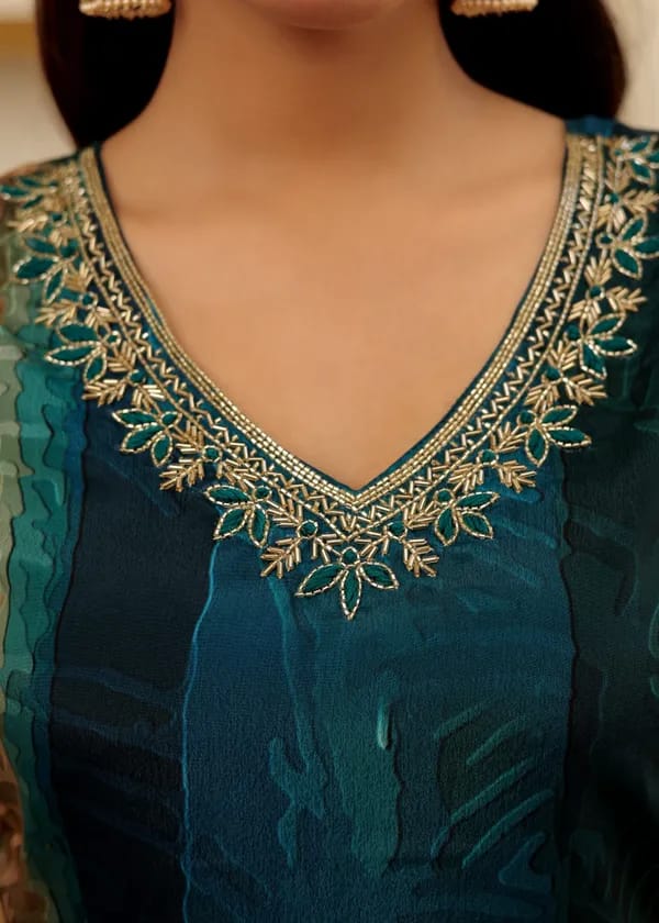 Women's Rayon Slub Embroidered Kurta with Rayon Slub Pant And Chanderi Dupatta Sets-Minimum Qty -10 Pic