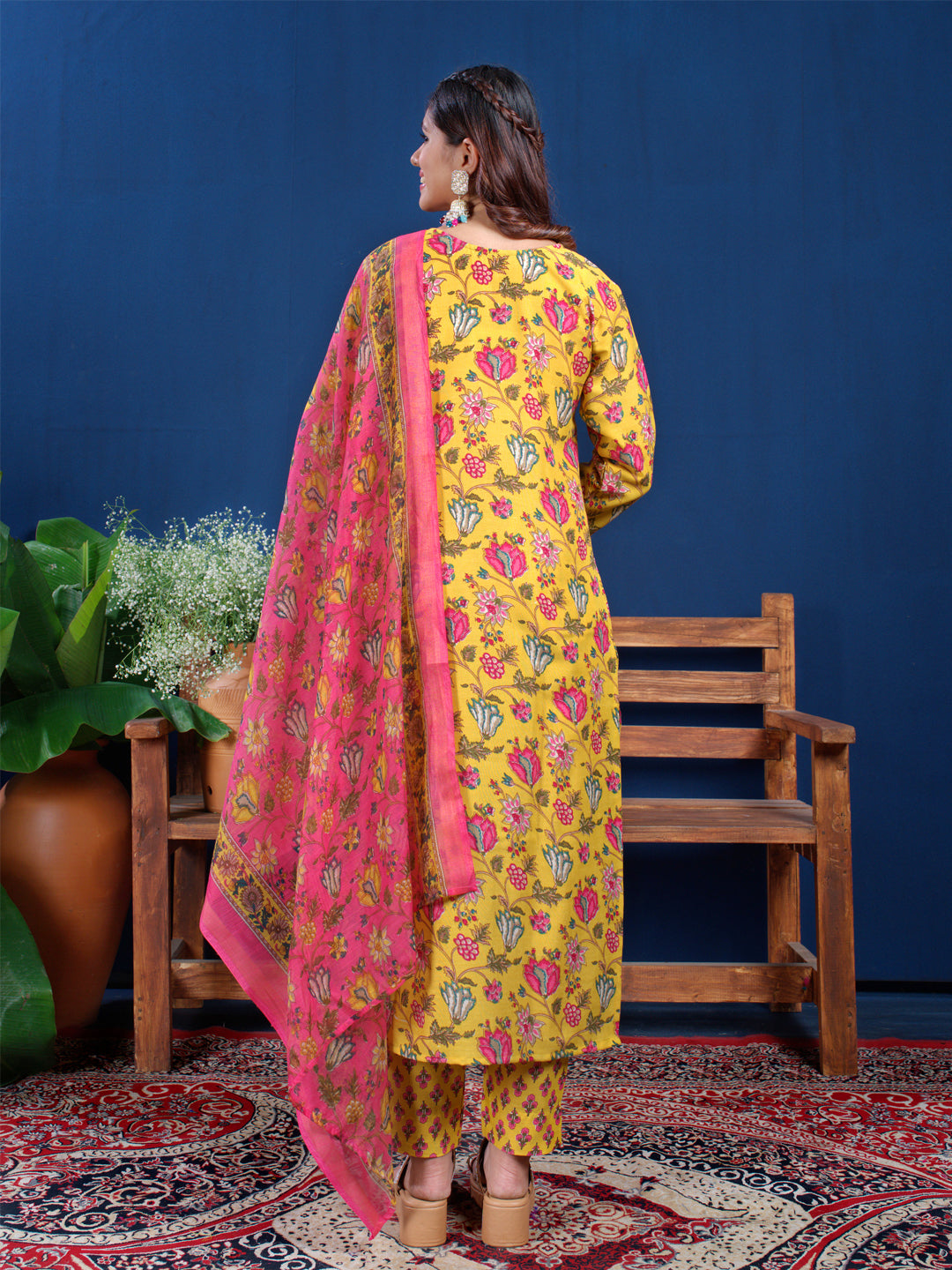 Classic Indian Wear - Kurti Pant with Ornate Dupatta