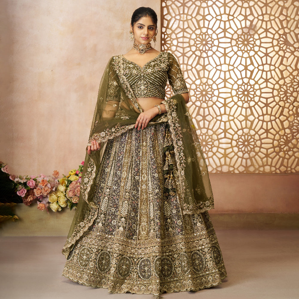 Gorgeous Bridal Lehenga For Mehendi With Thread Work-Minimum Qty -10 Pic