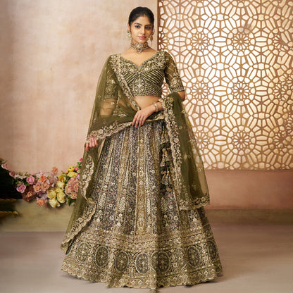 Gorgeous Bridal Lehenga For Mehendi With Thread Work-Minimum Qty -10 Pic