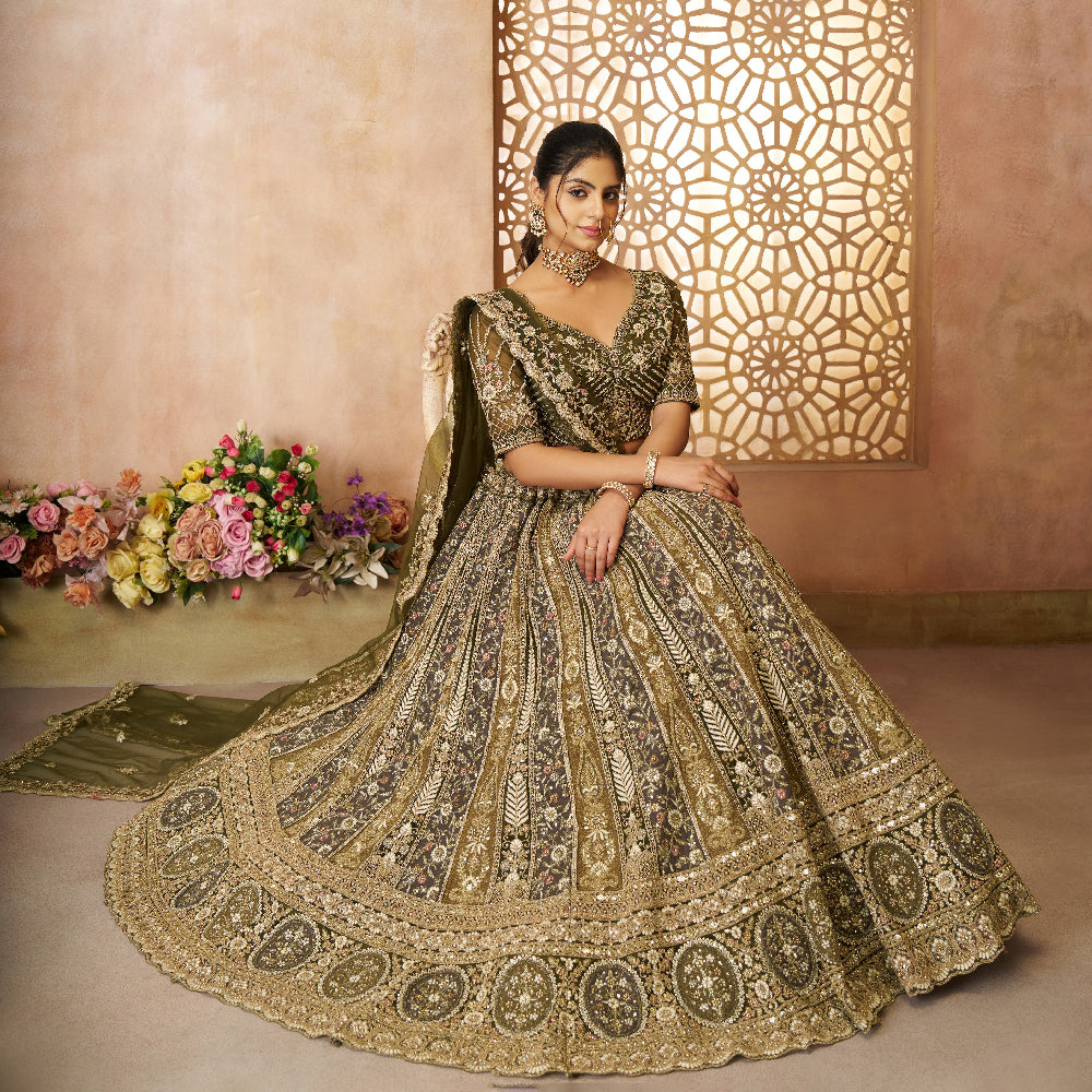 Gorgeous Bridal Lehenga For Mehendi With Thread Work-Minimum Qty -10 Pic