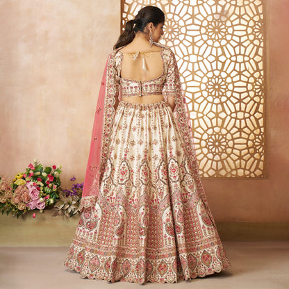 Whimiscal White Imperial Patterned Embroidered Bridal Lehenga-Minimum Qty -10 Pic