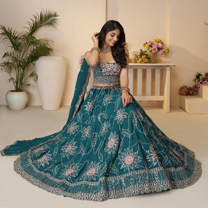 Blue Beauty Bridesmaid Lehenga With Sequin Shine And Floral Grace