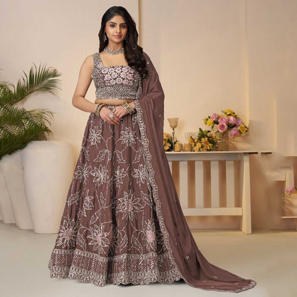 Blossom In Spring Mauve Colore Sequin-Styled Lehenga For The Dreamy Bridesmaid