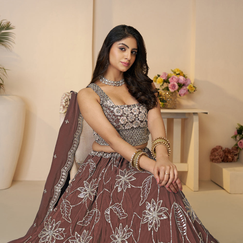 Blossom In Spring Mauve Colore Sequin-Styled Lehenga For The Dreamy Bridesmaid