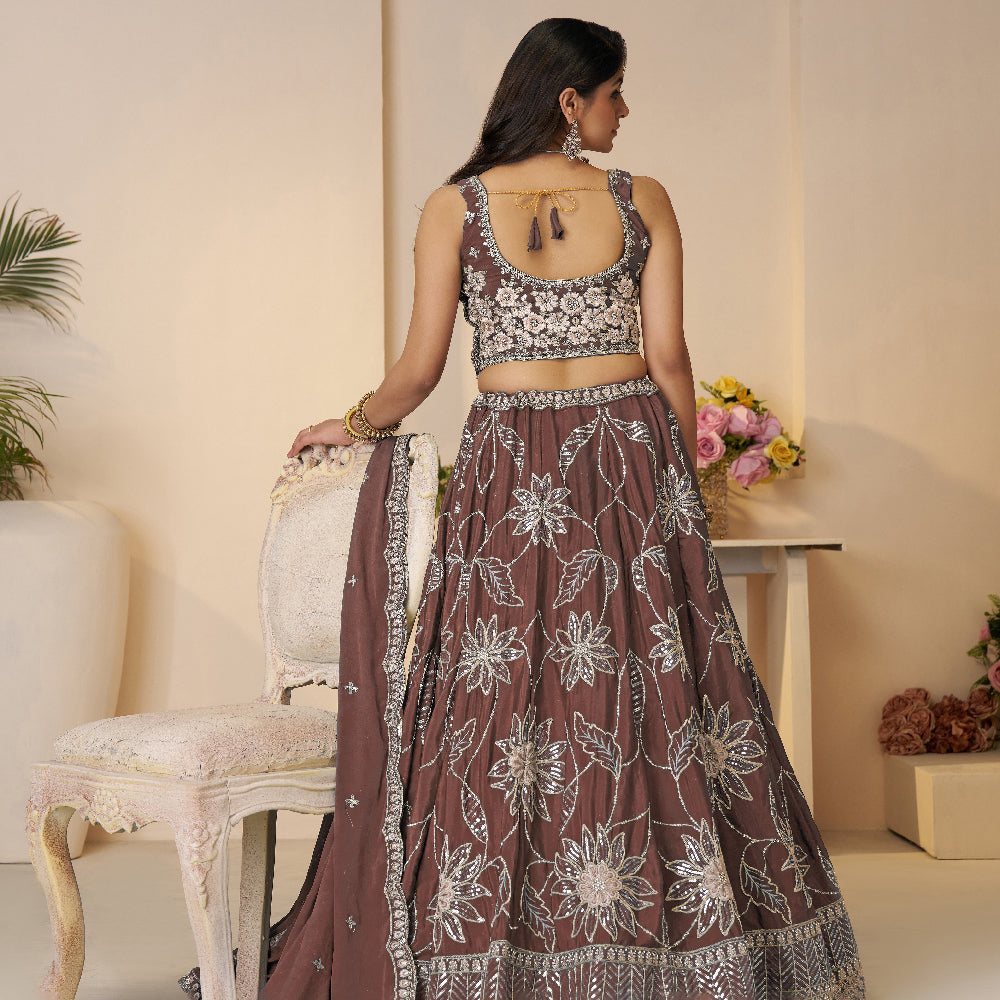 Blossom In Spring Mauve Colore Sequin-Styled Lehenga For The Dreamy Bridesmaid