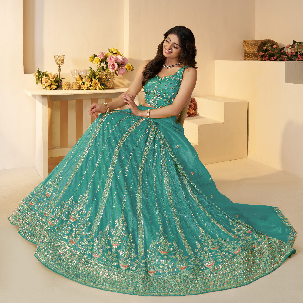 Pretty Pink Silk Intricate Paisley Motifs Traditional Embroidered  Wedding Lehenga.-Minimum Qty -10 Pic
