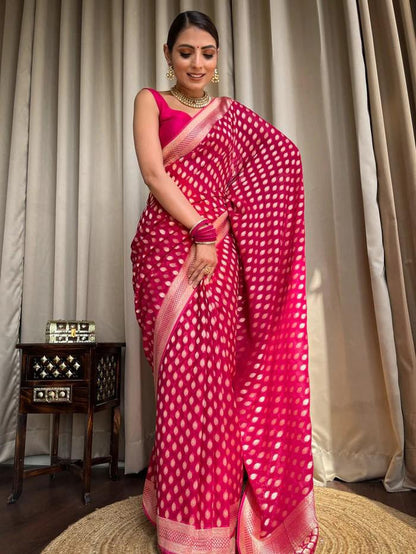 Runglory Elegance in Pink Banarasi Silk Saree