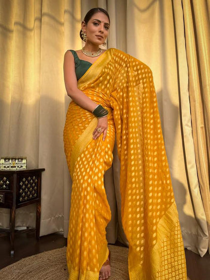 Runglory Golden Glow Banarasi Saree-Minimum Qty -10 Pic