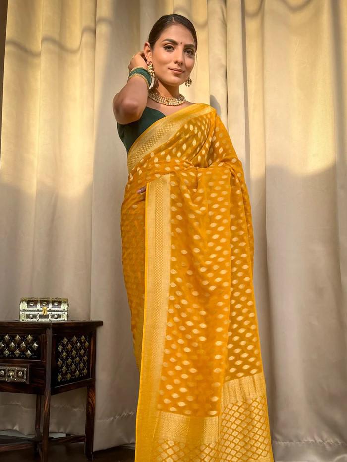 Runglory Golden Glow Banarasi Saree-Minimum Qty -10 Pic