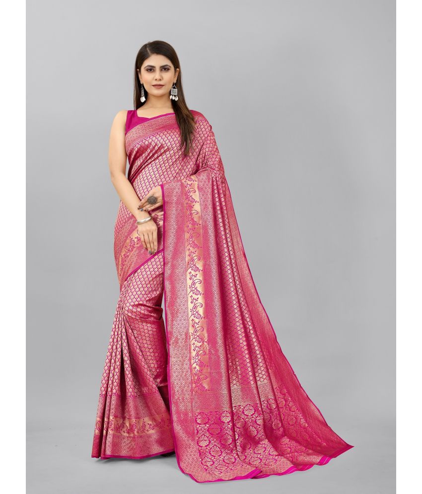 Runglory Elegant Pink Kanjivaram Soft Litchi Silk Saree