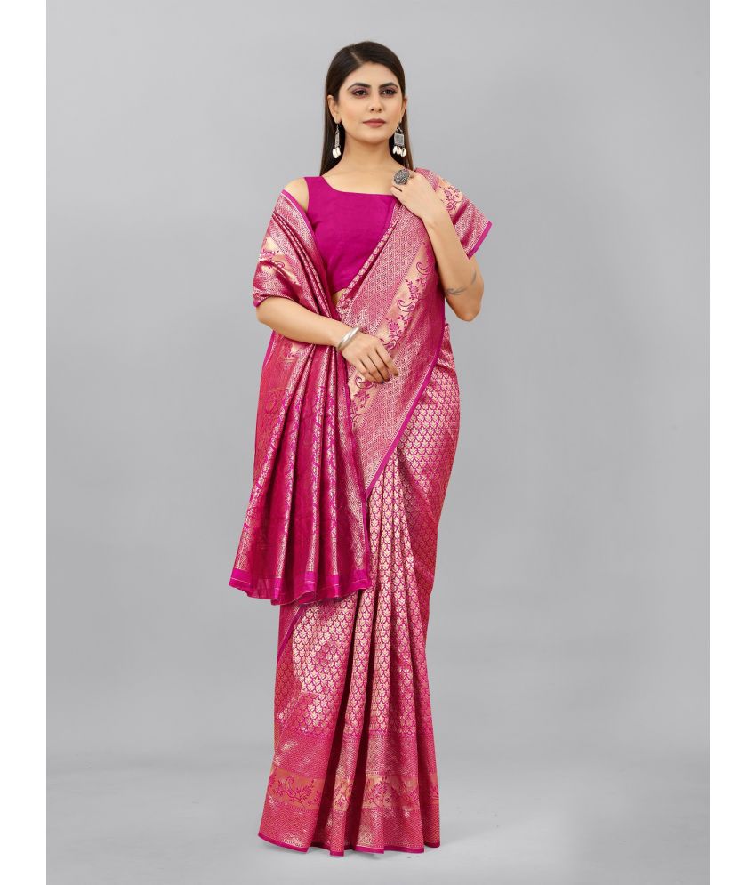 Runglory Elegant Pink Kanjivaram Soft Litchi Silk Saree