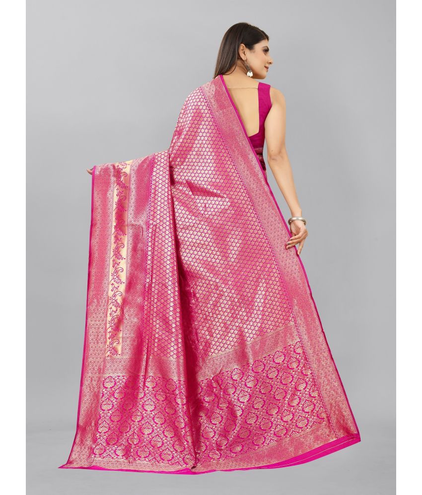 Runglory Elegant Pink Kanjivaram Soft Litchi Silk Saree