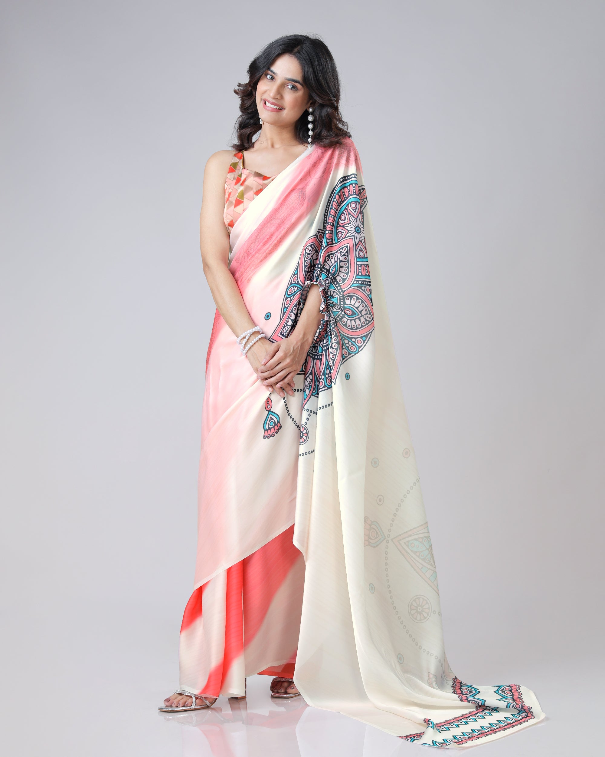 Exclusive Trendy Freehand Mandala Saree