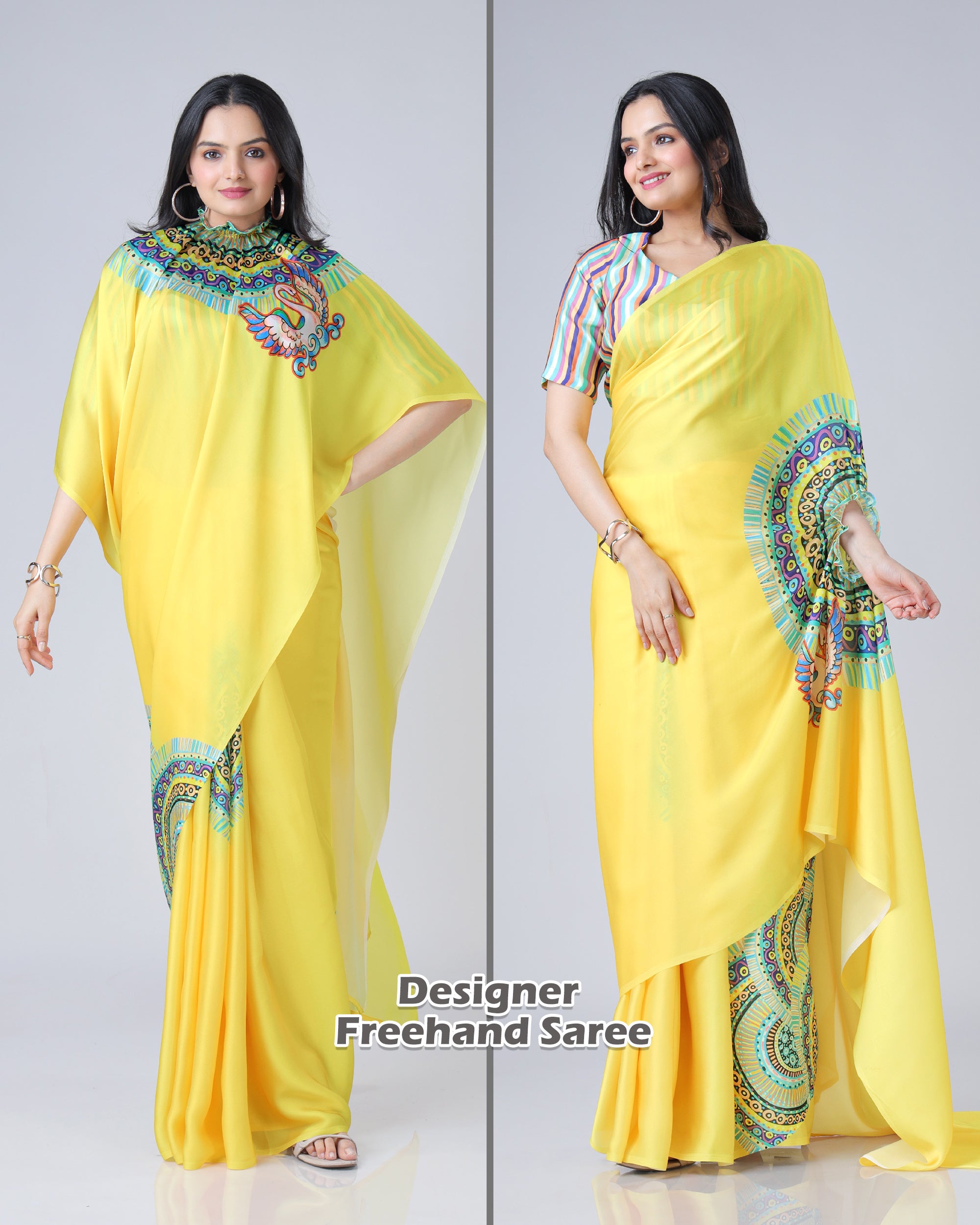 Exclusive Trendy Freehand Mandala Saree