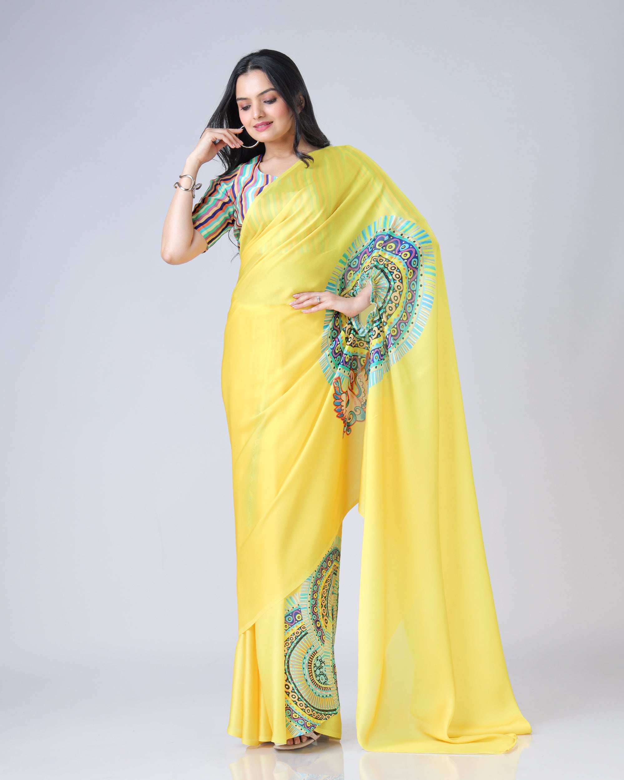 Exclusive Trendy Freehand Mandala Saree