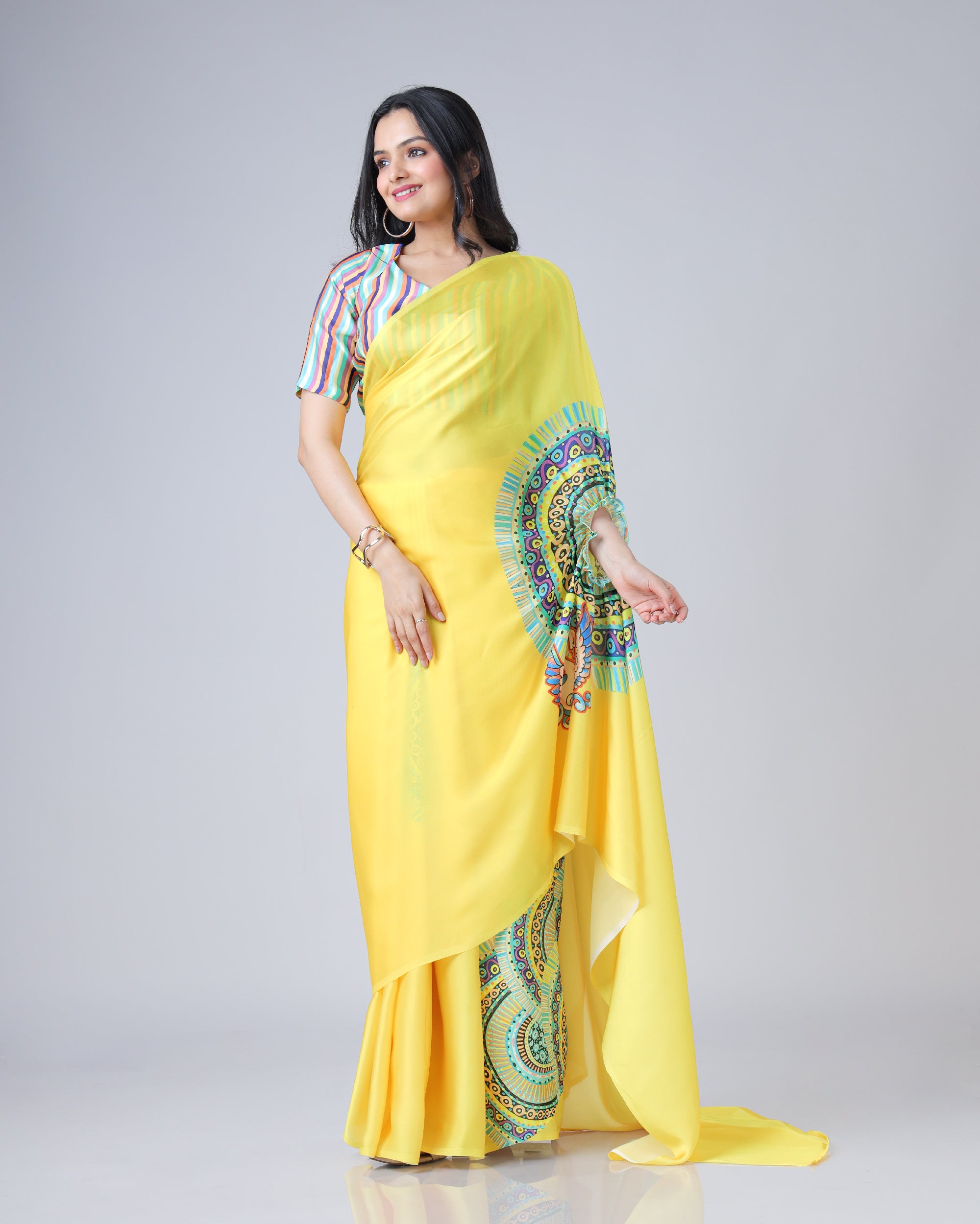 Exclusive Trendy Freehand Mandala Saree