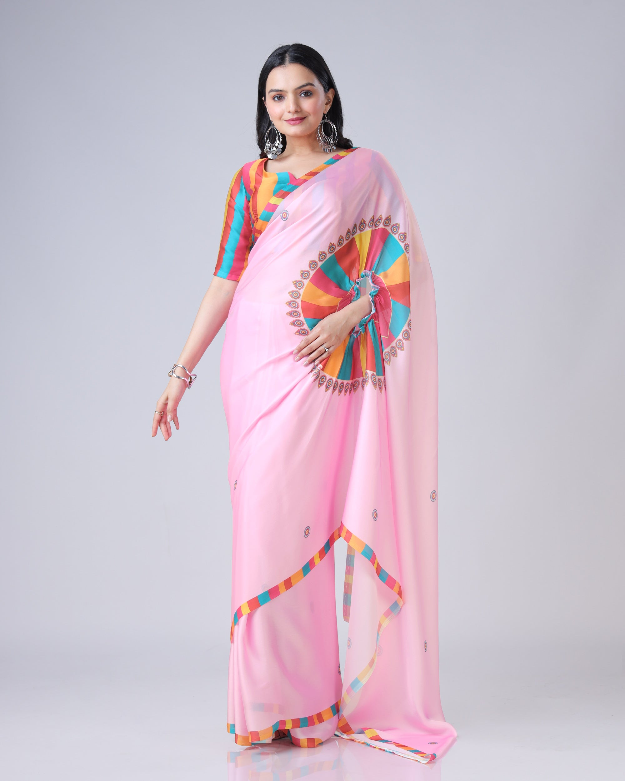 Exclusive Trendy Freehand Mandala Saree