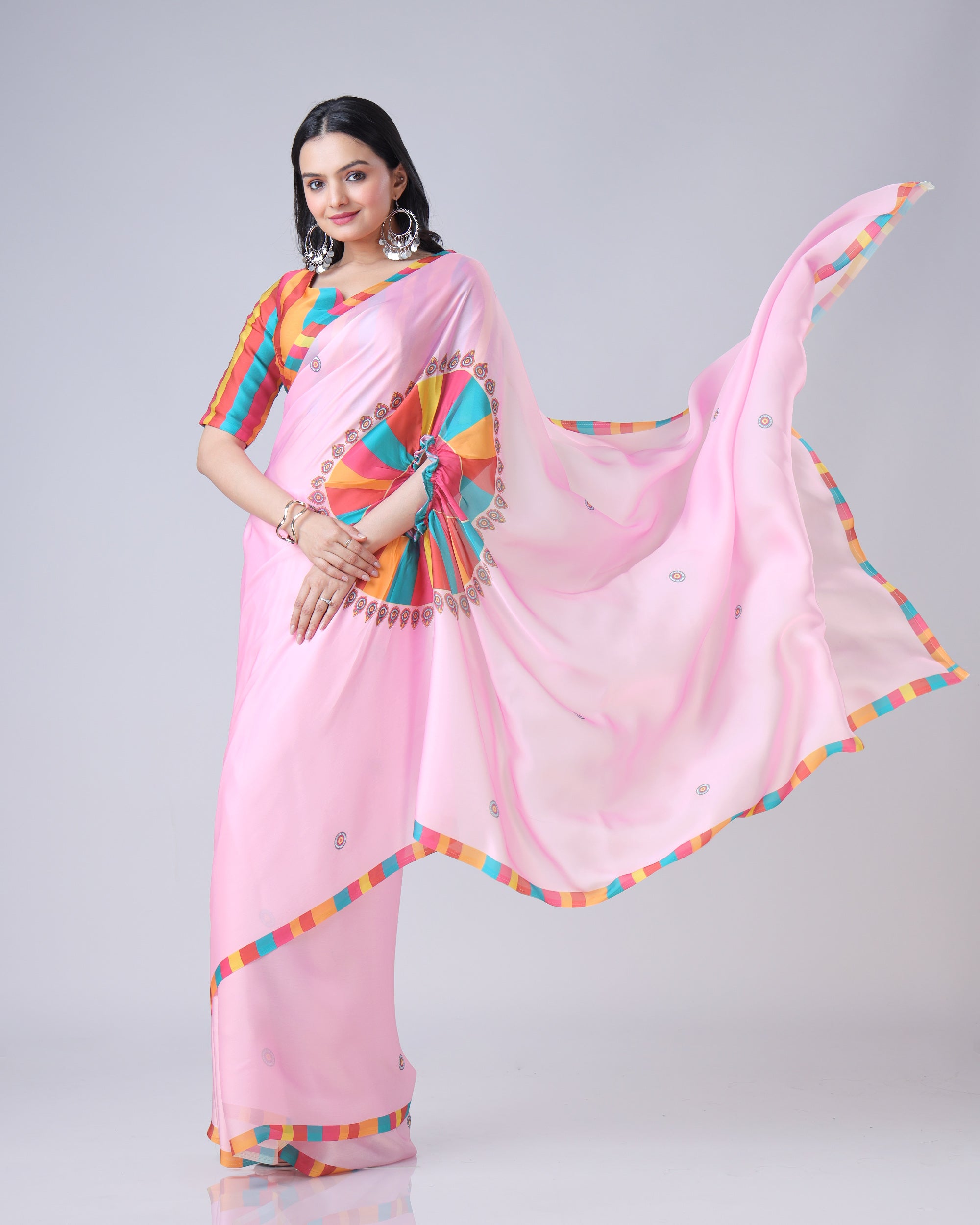Exclusive Trendy Freehand Mandala Saree