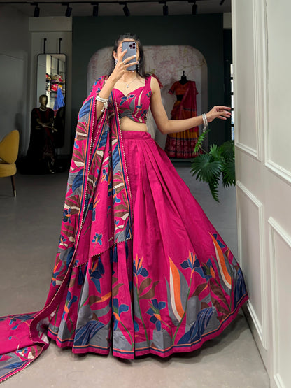 ZariyaFloré Set - Elegant Floral Foil with Gotta Patti And Tassels Lehenga Choli Set