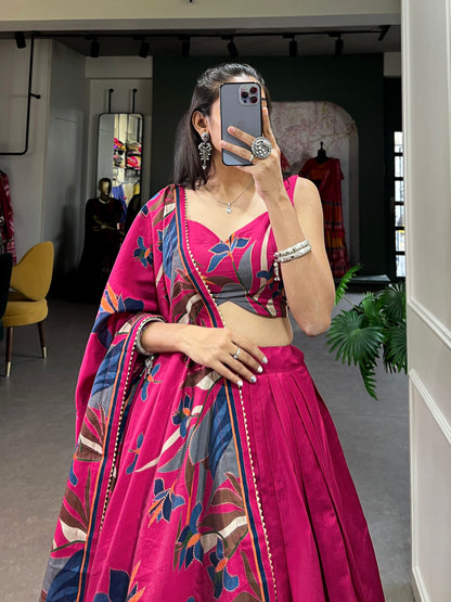 ZariyaFloré Set - Elegant Floral Foil with Gotta Patti And Tassels Lehenga Choli Set